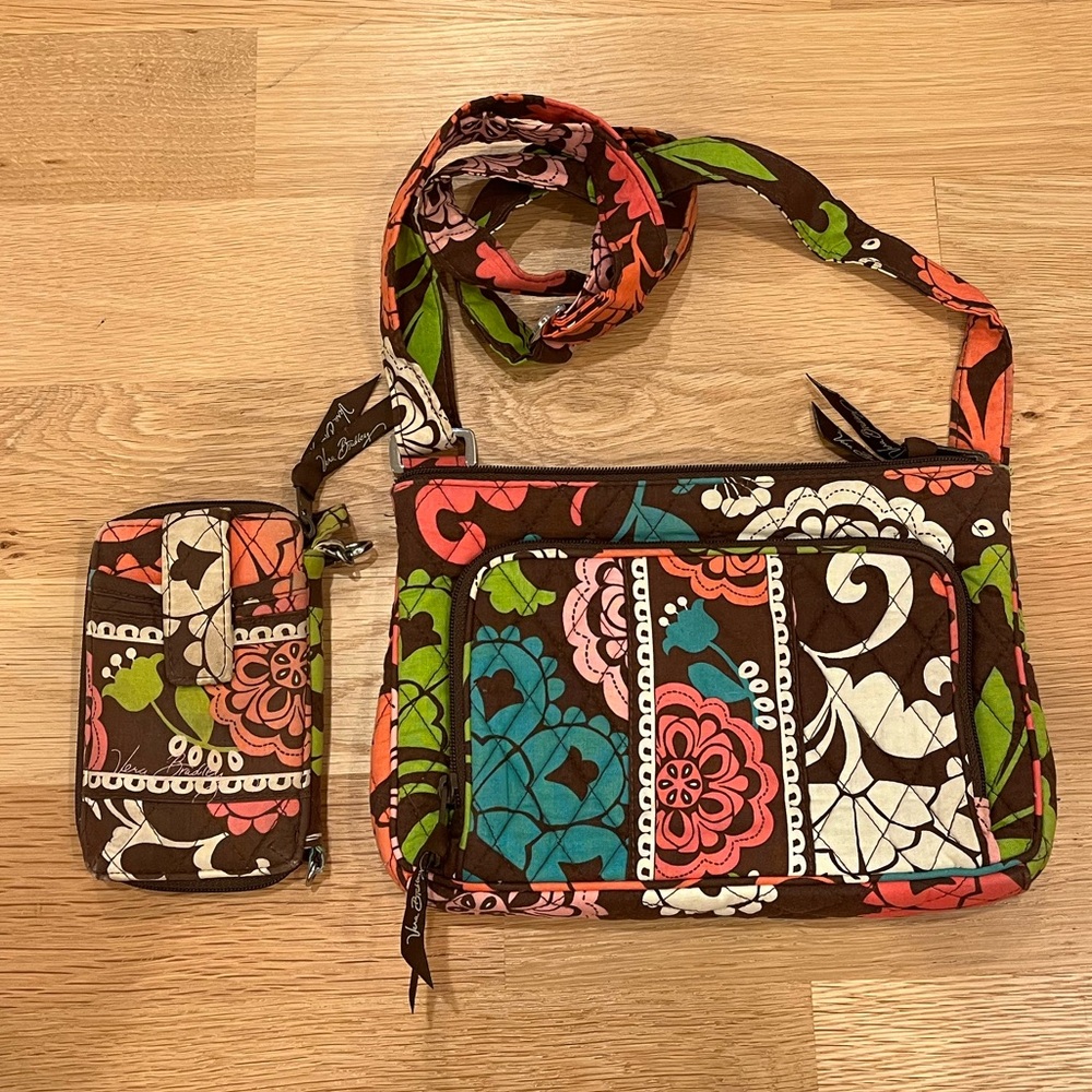 vera bradley little hipster bag + matching wristlet in color lola floral pattern